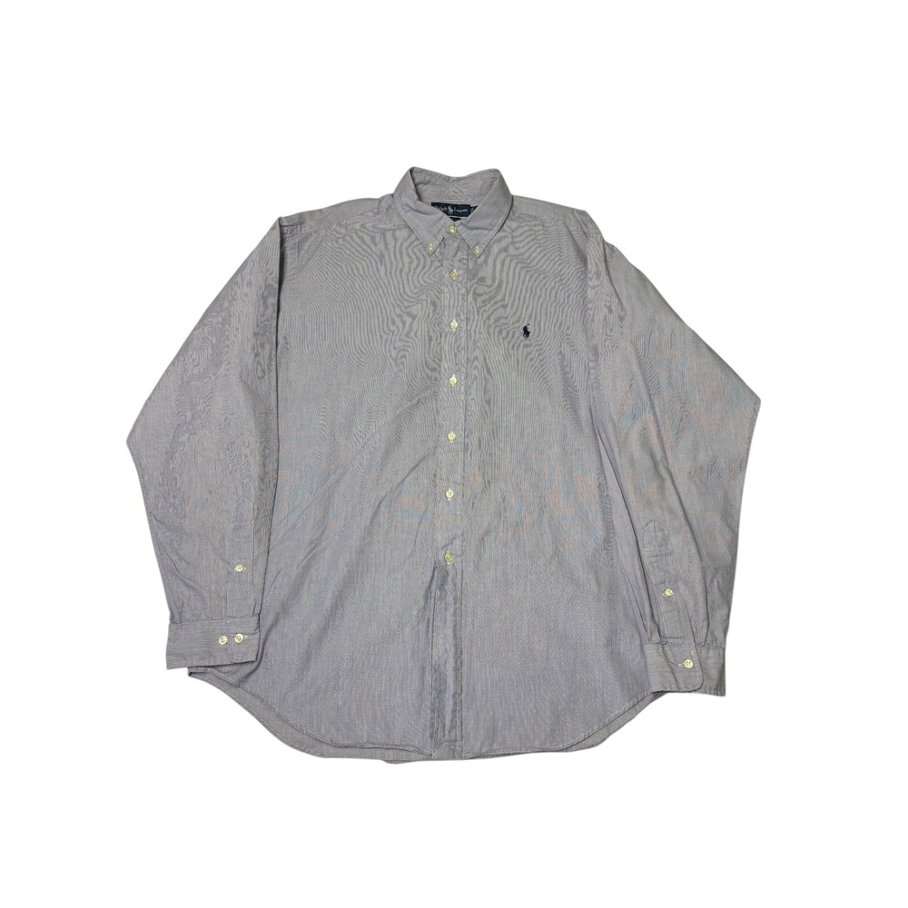 Ralph Lauren Yarmouth‎ Oxford Striped Button Down Shirt Men 17 36/37 Blue White
